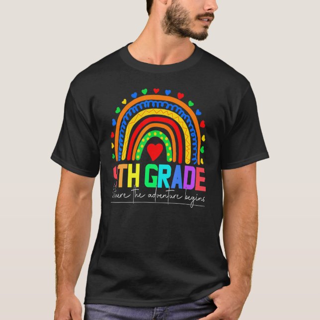 4:e Klass Rainbow Leopard Teacher Team 4 Grad T Shirt (Framsida)