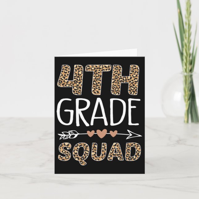 4:e Klass Squad Leopard Teacher Student Kort (Framsida)