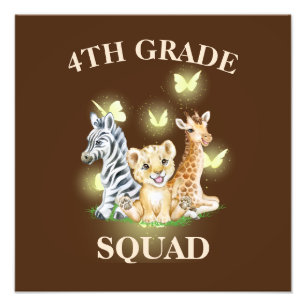 4:e Klass Squad Neon vild Zoo Back to school Fototryck