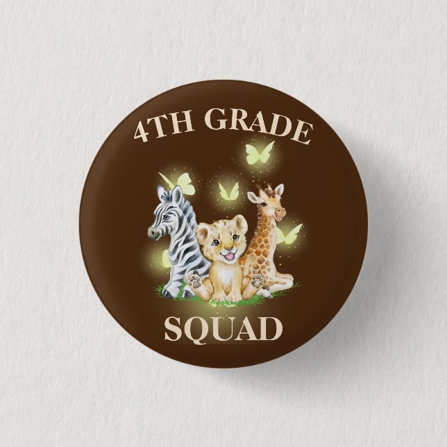 4:e Klass Squad Neon vild Zoo Back to school Knapp (Framsida)