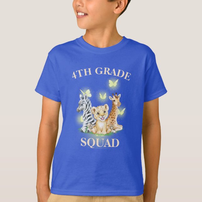 4:e Klass Squad Neon vild Zoo Back to school T Shirt (Framsida)