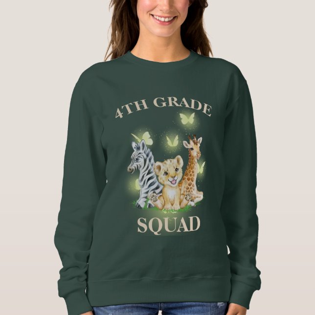 4:e Klass Squad Neon vild Zoo Back to school T Shirt (Framsida)