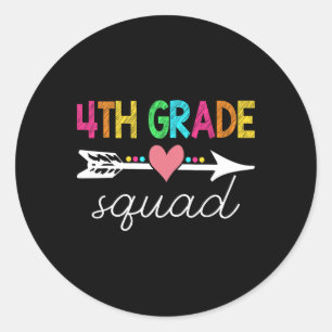 4:e Klass Squad Teacher Student Back to school Fir Runt Klistermärke