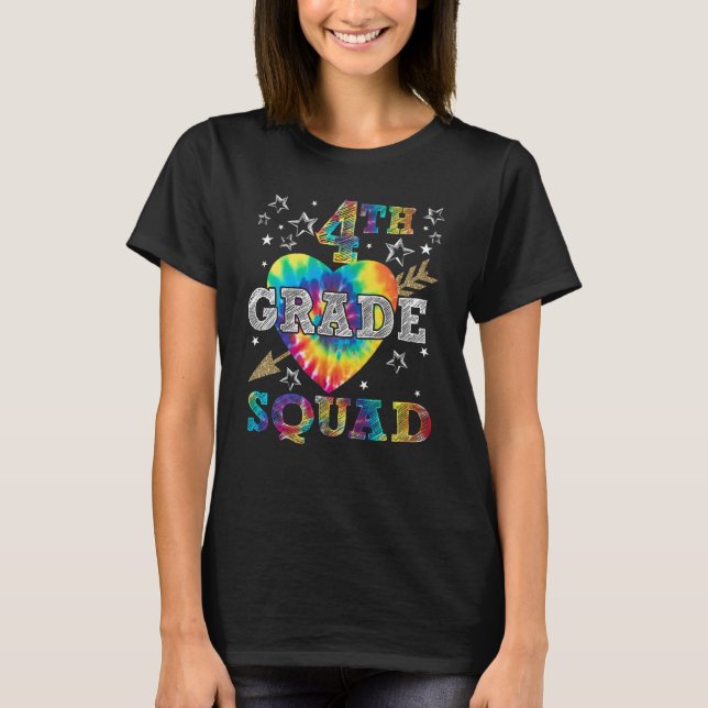 4:e Klass Squad Tie Dye Back to school Teacher Stu T Shirt (Framsida)
