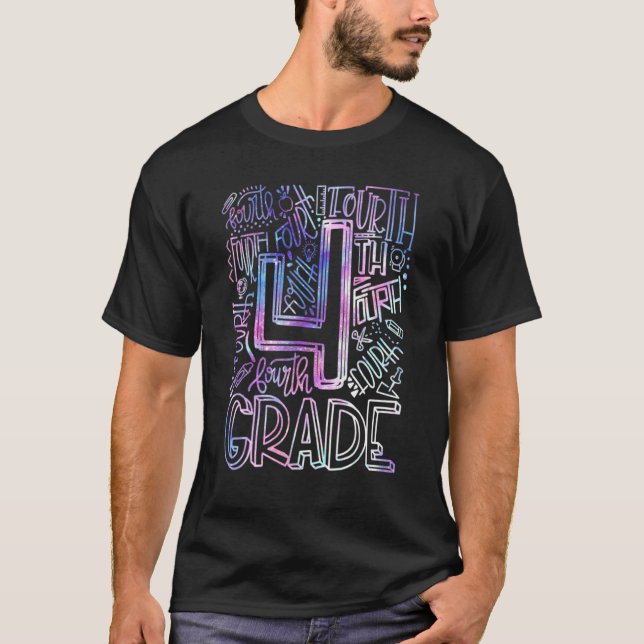 4:e Klass Typography Team Teacher Back to school T Shirt (Framsida)