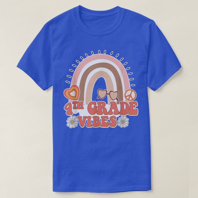 4:e Klass Vibes Retro 70-talet Rainbow Back to sch T Shirt (Design framsida)