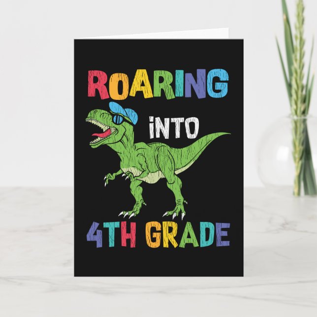 4:e klassens dinosaurie första skoldagspresent til kort (Framsida)