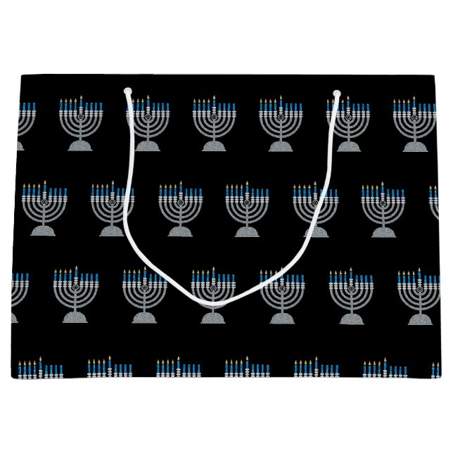 4:e natten på Hanukkah Glitter Large Gift Bag (Framsidan)