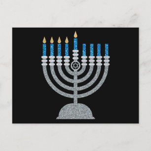 4:e natten på Hanukkah Glitter vykort
