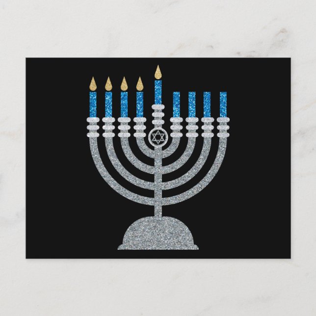 4:e natten på Hanukkah Glitter vykort (Framsida)