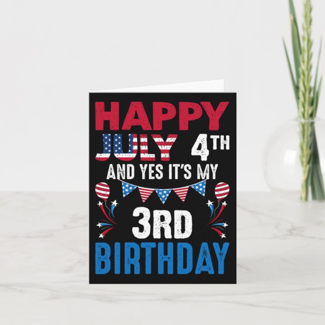 4:e och ja, det är min 3:e födelsedag amerikanska  kort (Framsida)