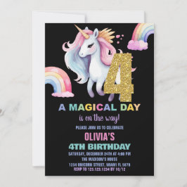 4:e regnbåge Unicorn Birthday: Inbjudan till vatte