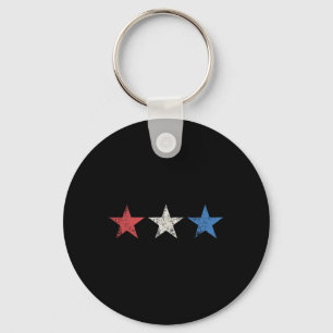 4:e Rött vitt blått stjärnor Cute Usa Patriotic Am Nyckelring