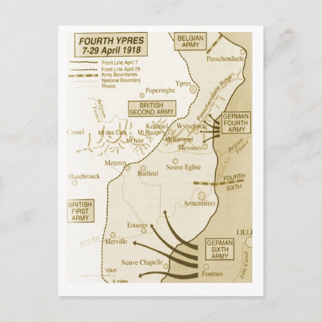 4:e slaget i Ypres 1918 Vykort (Framsida)