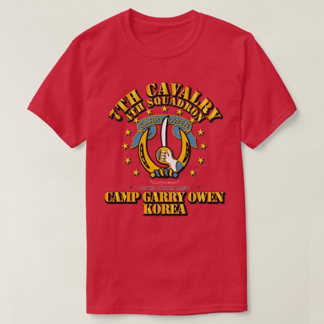 4:e Squadron 7:e Cavalry Camp Gary Owen Korea T Shirt (Design framsida)