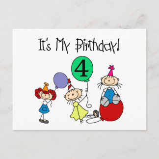 4:e stift Kids Party, dagskjortor och presenter Inbjudan Vykort