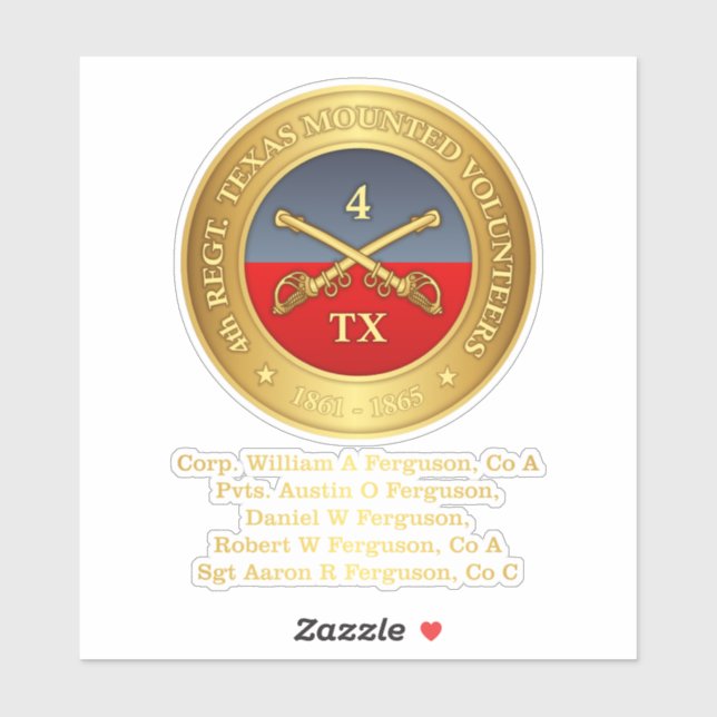 4:e Texas Cavalry (Ferguson) Klistermärken (Ark)