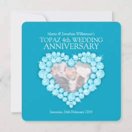 4:e topazblå äkta sten bröllopsjubileum inbjudan