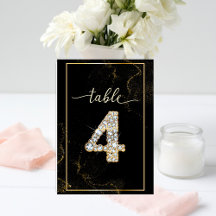 4 Eleganta Diamanttryckbara Bordskort