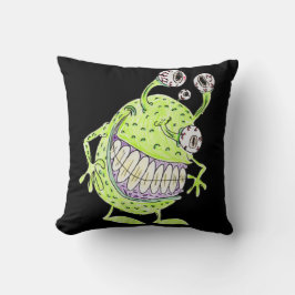 4 eyed green alien monster kudde