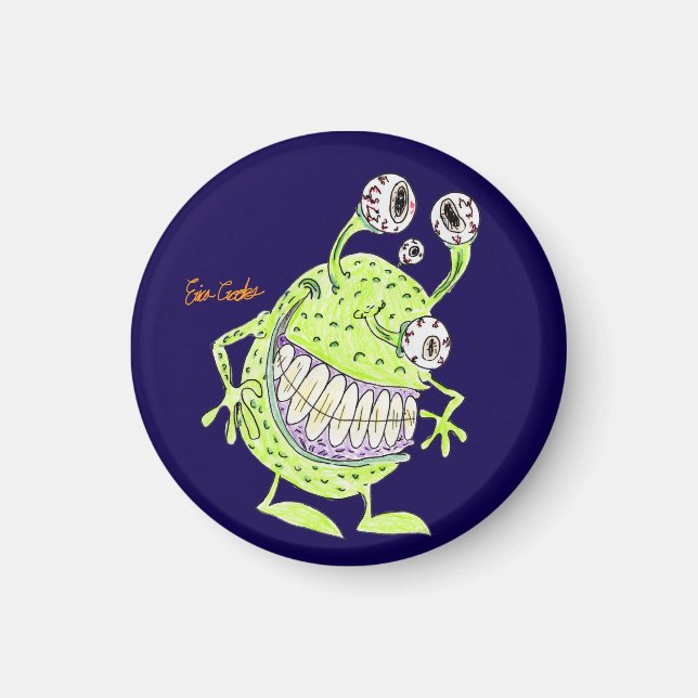 4 eyed green alien monster magnet (Framsidan)