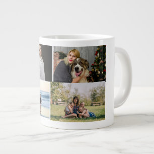 4 Familjefoto Collage Beställningsbar Jumbo Mugg