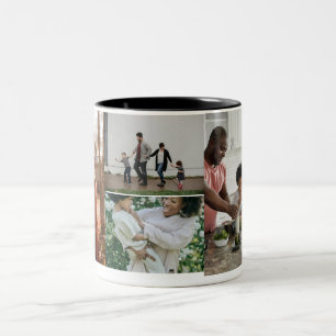 4 familjefotocollage anpassad Två-Tonad mugg