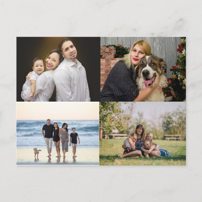 4 familjefotocollage anpassad vykort (Framsida)