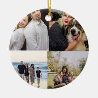  4 Family Photo Collage Custom Julgransprydnad Keramik