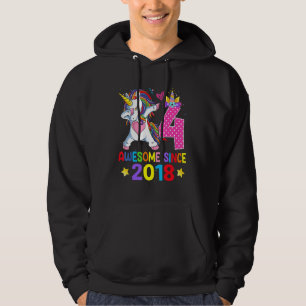 4 Fantastisk sedan 2018 Dabbing Unicorn 4e födelse Hoodie