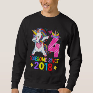 4 Fantastisk sedan 2018 Dabbing Unicorn 4e födelse Lång Ärmad Tröja