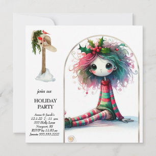 *~* 4 Fantasy Cute Sweet Woman Elf Sitta Inbjudningar