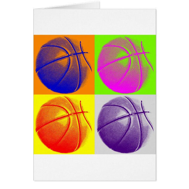 4 Färg Art Basketboll Hälsningskort (Framsidan)