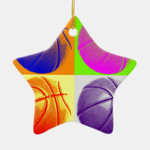 4 Färg Art Basketboll Julgransprydnad Keramik