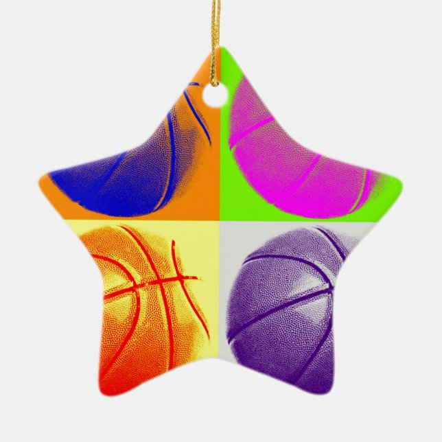 4 Färg Art Basketboll Julgransprydnad Keramik (Framsidan)