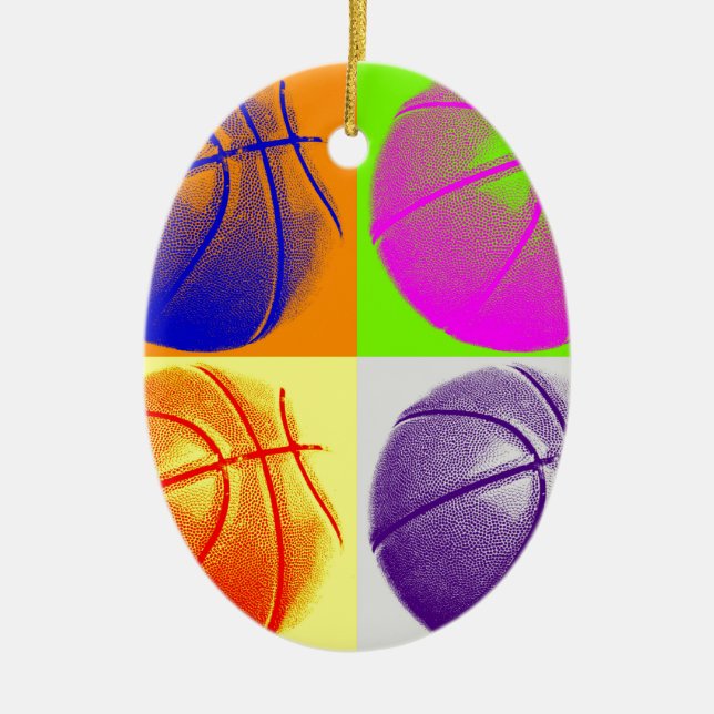 4 Färg Art Basketboll Julgransprydnad Keramik (Framsidan)