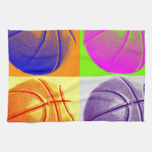 4 Färg Art Basketboll Kökshandduk