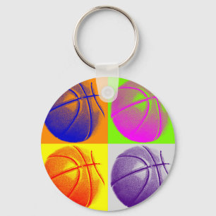 4 Färg Art Basketboll Nyckelring