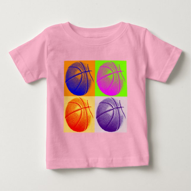 4 Färg Art Basketboll Tee Shirt (Framsida)