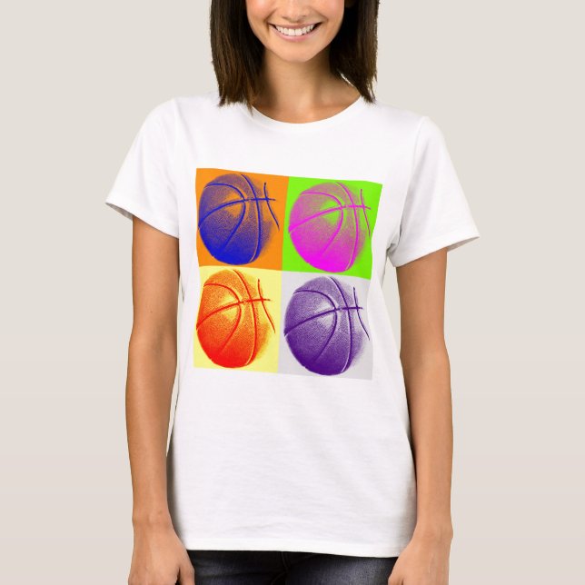 4 Färg Art Basketboll Tee Shirt (Framsida)