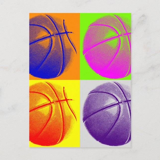 4 Färg Art Basketboll Vykort (Framsida)