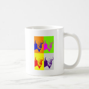 4 Färg Pop Art Buffalo Bison Kaffemugg