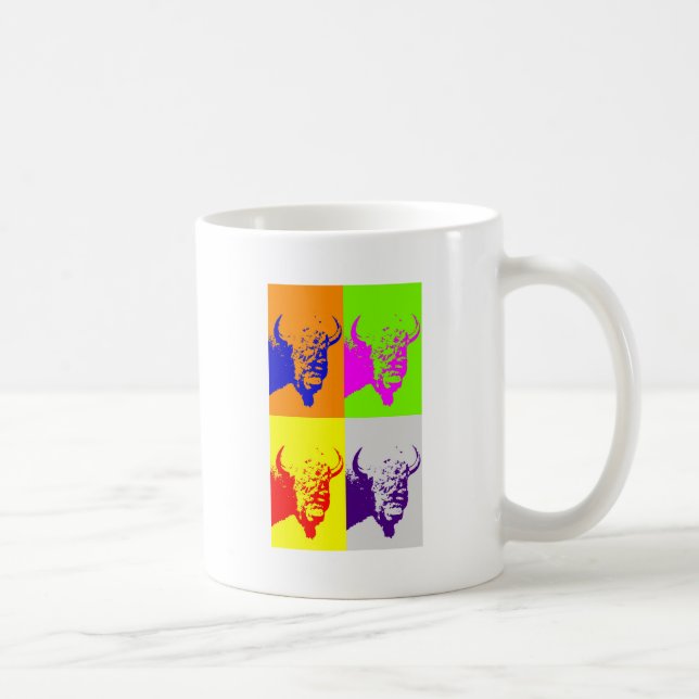 4 Färg Pop Art Buffalo Bison Kaffemugg (Höger)