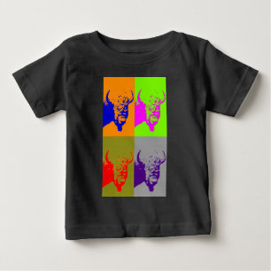 4 Färg Pop Art Buffalo Bison T-shirt