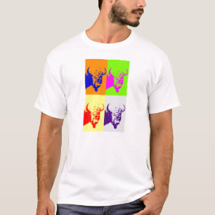 4 Färg Pop Art Buffalo Bison T Shirt