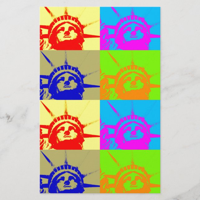 4 Färg Pop Art Dam Liberty Brevpapper (Framsida)