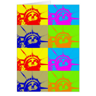 4 Färg Pop Art Dam Liberty Hälsningskort