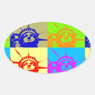 4 Färg Pop Art Dam Liberty Ovalt Klistermärke