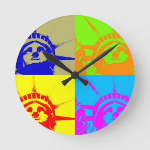 4 Färg Pop Art Dam Liberty Rund Klocka