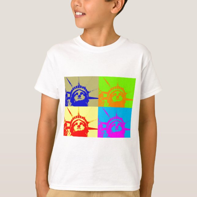 4 Färg Pop Art Dam Liberty T Shirt (Framsida)